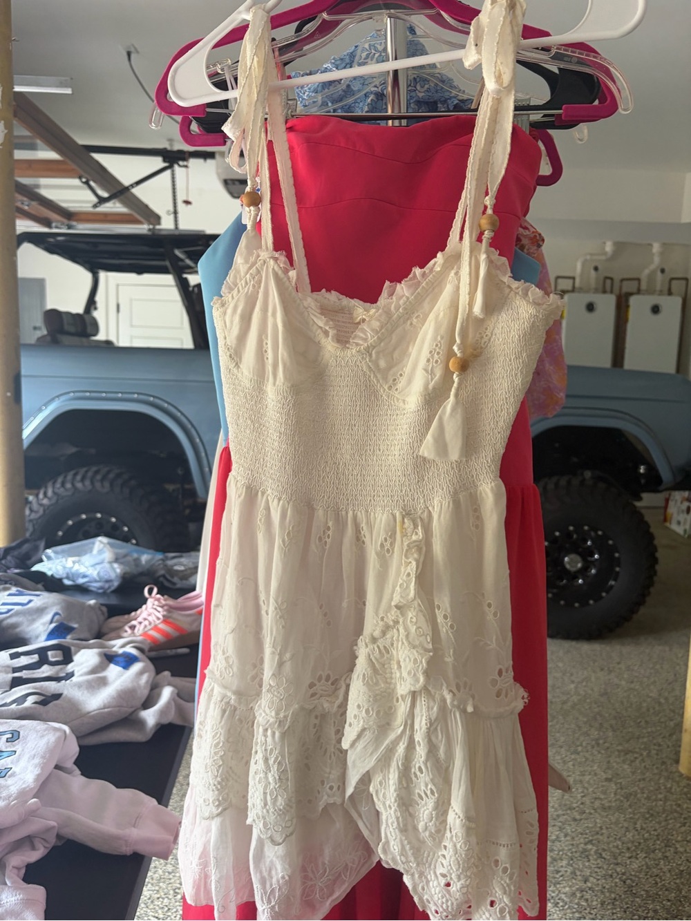 LoveShackFancy Cream Eyelet Tiered Sundress